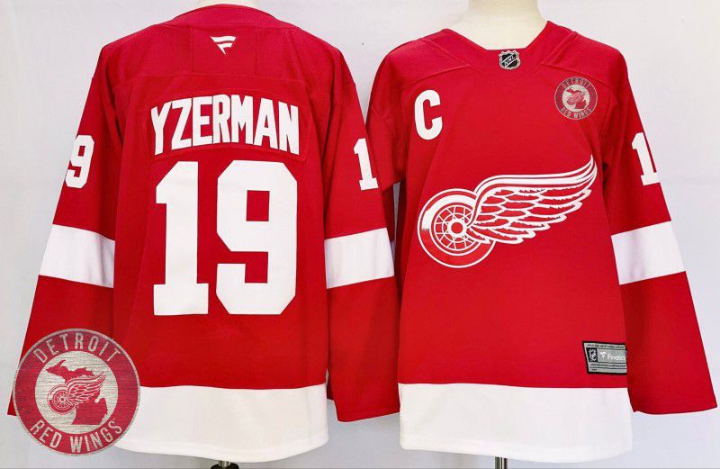 Men Detroit Red Wings 19 Yzerman Red Fanatics 2025 NHL Jersey style 4